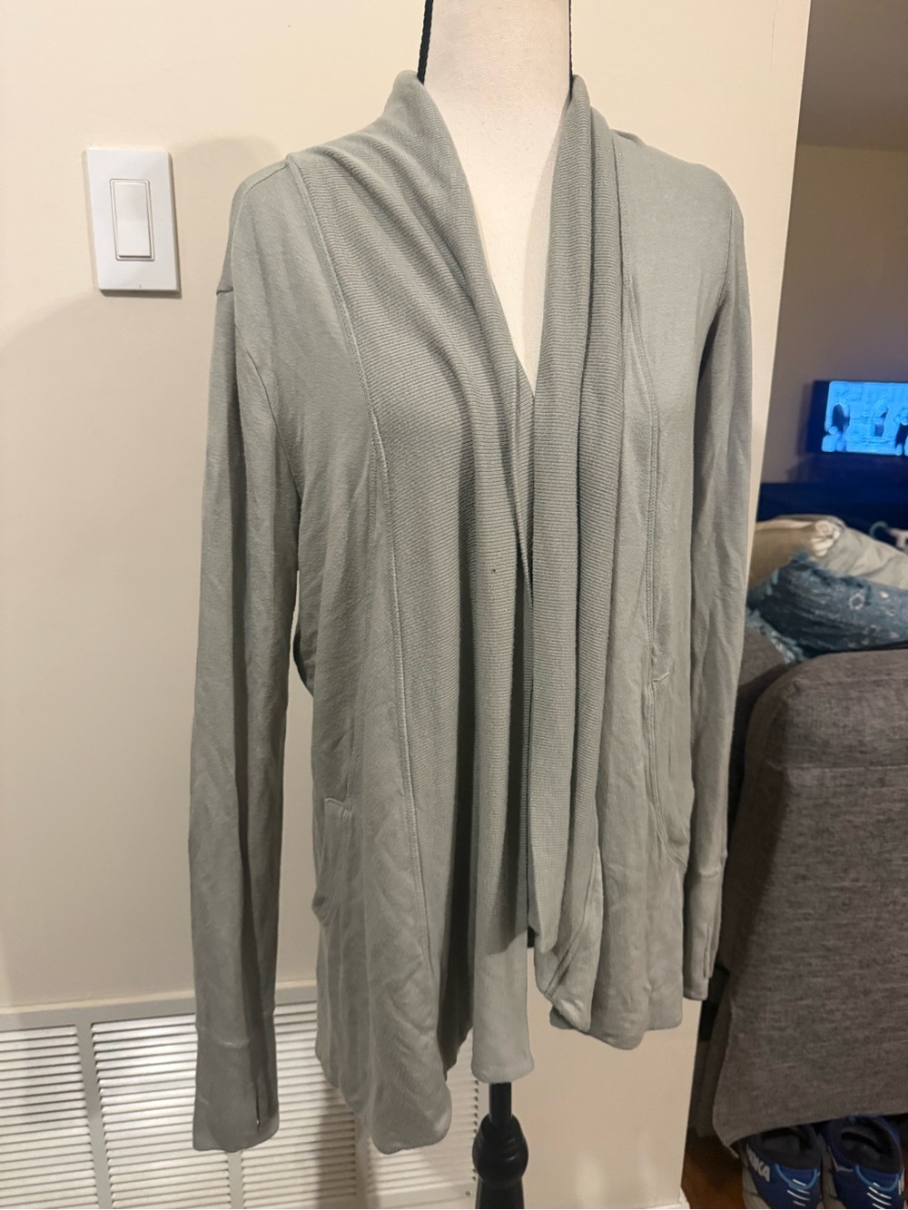 Athleta | Light Sage Draped Open-Front Cardigan - Picture 5 of 8